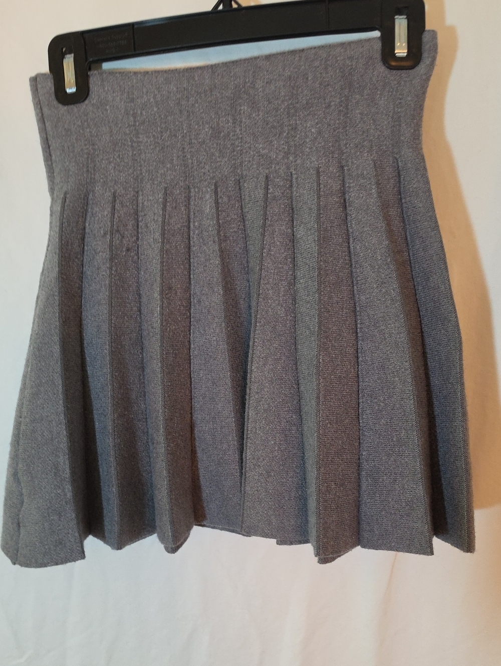 Pleated Knit Mini Skirt in Gray